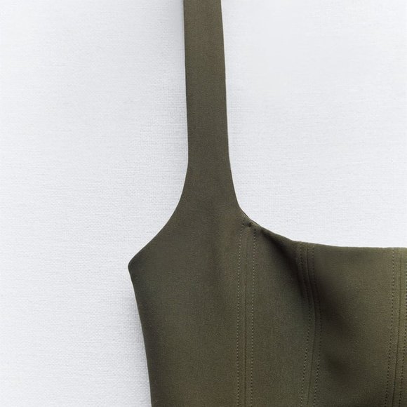 NWT ZARA STRETCHY TOP KHAKI - Picture 3 of 7